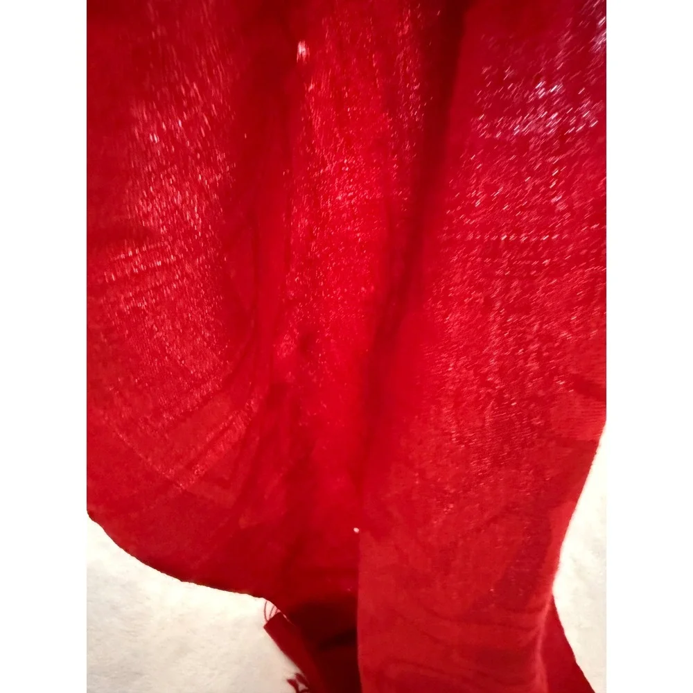 Patrick Francis Red 100% Wool Scarf Celtic Knot Jacquard Fringe Irish **read! - Picture 4 of 4